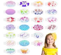 URAQT 24 Pièces Pochoir Maquillage Enfant,Kit de Tatouage Peinture Enfant pour Visage Corps,Pochoirs de Peinture Faciale Réutilisables pour Visage et Corps Halloween Fête de Vacances Cosplay,Complet