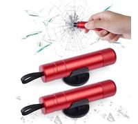 URAQT 2pcs Marteau de Sécurité pour Voiture, Outil de Sauvetage 2 en 1 Brise-Vitre et Coupe-Ceinture avec Socle d’Installation, Marteau Sécurité Portable pour aux Bus/Véhicules, Sauver Vies -Rouge
