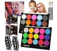 URAQT 2Pcs Peinture Corporelle Lumineux pour Visage Corps,15 Couleurs Palette de Maquillage Fluo Fluorescents UV,15 Couleurs Palette de Tatouage de Peinture à I'huile, pour Halloween,Noël, Carnaval