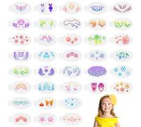 URAQT 36 Pièces Pochoir Maquillage Enfant,Kit de Tatouage Peinture Enfant pour Visage Corps,Pochoirs de Peinture Faciale Réutilisables pour Visage et Corps Halloween Fête de Vacances Cosplay,Complet