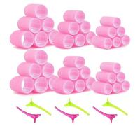 URAQT 42 Bigoudis de Pièces Ens, 36 Pièces Heatless Curling et 6 Pinces à Bec de Canard pour Fixer les Coiffures, Bigoudis Cheveux pour Tous Les Cheveux Courts, Moyens Ou Longs(25mm/36mm/48mm)