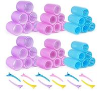 URAQT 48 Bigoudis de Pièces Ens, 36 Pièces Heatless Curling et 12 Pinces à Bec de Canard pour Fixer les Coiffures, Bigoudis Cheveux pour Tous Les Cheveux Courts, Moyens Ou Longs(25mm/36mm/48mm)
