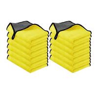 URAQT 500gsm Chiffons Microfibre de Nettoyage, 30x40cm 12pcs Chiffons de Nettoyage Extra épais en Microfibre Super Absorbant pour Lavage de Voiture, Séchage, Chiffons de Polissage（Jaune）