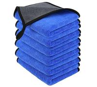 URAQT 500gsm Chiffons Microfibre de Nettoyage, 40x60cm 6pcs Chiffons de Nettoyage Extra épais en Microfibre Super Absorbant pour Lavage de Voiture, Séchage, Chiffons de Polissage（Bleu）