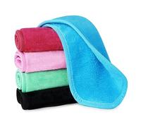 URAQT 5PCS Coton Démaquillant Lavable, Serviette Microfibre pour le Visage, Réutilisable Lingettes Nettoyantes Visage Chiffon Soins De Peau pour Tous les Types de Peau (15.7" x 6.7",Mélanger)