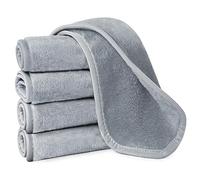 URAQT 5PCS Coton Démaquillant Lavable, Serviette Microfibre pour le Visage, Réutilisable Lingettes Nettoyantes Visage Chiffon Soins De Peau pour Tous les Types de Peau (15.7" x 6.7",Gris)