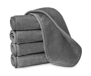 URAQT 5PCS Coton Démaquillant Lavable, Serviette Microfibre pour le Visage, Réutilisable Lingettes Nettoyantes Visage Chiffon Soins De Peau pour Tous les Types de Peau (15.7" x 6.7",Gris Foncé)