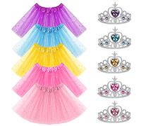 URAQT 5PCS Princesse Tutu Couronne Habiller 5PCS Accessoires diadème Ballet Cadeaux Anniversaire Princesse Etoiles Sequins Party Dance Robe de Fille Princesses Ballet Tutu Jupes