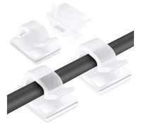 URAQT 70 Pièces Clips Câbles, Cable Adhesif Rangement de Câble, Supports de Câble Organiseur de câble Auto-Adhésif, Serre Câbles pour Bureau/Voiture/TV/Téléphone/Chargeur (Transparent)