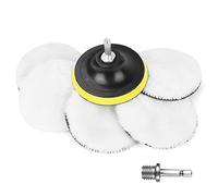 URAQT 8PCS Tampon Polissage en Laine, 100mm Disque de Polissageavec M14 et Tige Hexagonale Adaptateur Foret, Kit Polissage Voiture pour Ponçage Polissage