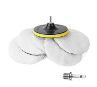 URAQT 8PCS Tampon Polissage en Laine, 150mm Disque de Polissageavec M14 et Tige Hexagonale Adaptateur Foret, Kit Polissage Voiture pour Ponçage Polissage
