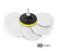 URAQT 8PCS Tampon Polissage en Laine, 80mm Disque de Polissageavec M14 et Tige Hexagonale Adaptateur Foret, Kit Polissage Voiture pour Ponçage Polissage