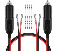 URAQT Adaptateur Mâle pour Allume-Cigare, 2pcs 22cm 16 AWG Prise Allume Cigare 12v 24V, avec Fusibles 10A/15A et Lumière LED pour Onduleur de Voiture Pompe à Air Tasse électrique Voiture Camion