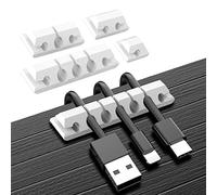 URAQT Attache cabl Adhésif, Clips Câble Organisateur Bureau, Support de Câble Écouteur, Téléphone (Blanc, 5pcs)