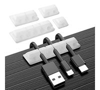 URAQT Attache Cable Adhesif, Organisateur de Bureau, Support et Range Cable pour Chargeur, Écouteur, Téléphone (Transparent, 5pcs)
