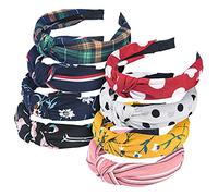 URAQT Bandeau Cheveux Femme, Boho Bandeaux pour Les Femmes Fleur Vintage Imprimé Serre Tête, Bandeaux avec Nœuds Hair Accessoires pour Femme 8PCS