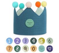 URAQT Bébé Anniversaire Chapeau, Garçons Filles Bonnet avec Couronne Tricotée pour Baby Shower De 0 A 9 Ans, Vert Foncé