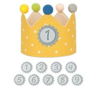URAQT Bébé Anniversaire Couronne, Chapeau Anniversaire Enfant, Garçons Filles Couronne en Tissu, Décorations De Fête d'anniversaire, Couronne de Costume pour Baby Shower De 1 A 9 Ans,Jaune(C)