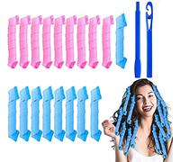 URAQT Bigoudi Bigoudis, 18pcs DIY Magic Hair Waves Curls Boucles Boucles en Spirale Sans Chaleur Bigoudis Kit de Coiffure avec Crochets de Coiffage pour Femmes, Filles, Cheveux Courts,Moyens, Longs