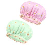 URAQT Bonnet De Douche Etanche, 2 Pièces Imperméable élastiques Réutilisables Double Couche Bonnet de Bain, pour Les Femmes Filles de Douche Spa Salon (2 Couleurs)