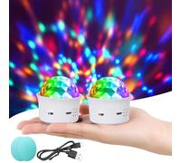 URAQT Boule Disco, 2PCS Mini Portable Boule Disco, Commande Vocale Soirée Lampe, Boule Stroboscopique DJ avec Effet Miroir et Flash, pour DJ, Club, Maison, Voiture, Bureau, Terrain de Camping(Blanc)