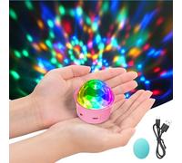 URAQT Boule Disco, Mini Portable Boule Disco, Commande Vocale Soirée Lampe, Boule Stroboscopique DJ avec Effet Miroir et Flash, pour DJ, Club, Maison, Voiture, Bureau, Terrain de Camping(Rose)