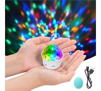 URAQT Boule Disco, Mini Portable Boule Disco, Commande Vocale Soirée Lampe, Boule Stroboscopique DJ avec Effet Miroir et Flash, pour DJ, Club, Maison, Voiture, Bureau, Terrain de Camping(Blanc)