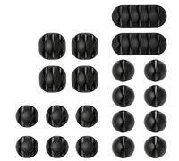 URAQT Cable Clips Support de Câble, Ensemble d'Organisateur de Câbles de Gestion de Câbles Polyvalent pour Bureau, Câble d'Alimentation, Câble de Chargement USB, Chargeurs, Câble Audio, 20 Pièces