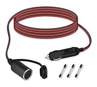 URAQT Câble D’Extension pour Allume Cigare, 2 M 12V-24V DC Rallonge Allume Cigare Prise 17 AWG/2C pour Moto & Bateau, Universel Allume Cigare Voiture Étanche avec 2 Fusible 15A (2M)