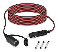URAQT Câble D’Extension pour Allume Cigare, 3M 12V-24V DC Rallonge Allume Cigare Prise 17 AWG/2C pour Moto & Bateau, Universel Allume Cigare Voiture Étanche avec 2 Fusible 15A (3M)