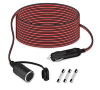 URAQT Câble D’Extension pour Allume Cigare, 4.6 M 12V-24V DC Rallonge Allume Cigare Prise 17 AWG pour Moto & Bateau, Universel Allume Cigare Voiture Étanche avec 3 Fusible 15A