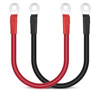 URAQT Câble de Batterie, 2pcs 30 cm 5AWG 35 m² 12V Onduleur Batterie Câble avec Terminus Anneaux Fil de Cuivre, Câble de Batterie Automatique de Batterie pour Auto Moto Camping-Car Marine Solaire