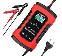 URAQT Chargeur de Batterie 12V 6A, Chargeur de Batterie Intelligent Moto, Portable Voiture avec Réparation Automatisée, Écran LCD Maintien Charge pour Voiture/Moto/Camions