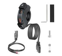 URAQT Chargeur USB Moto, 30W PD Type-C et USB-A 18W, 12V-24V Adaptateur de Prise USB Moto étanche IP65 Anti-Eau Anti-Poussière, Chargeur Rapide QC pour Motos/VTT/Camping-Car/Caravane/Navire