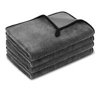 URAQT Chiffon Microfibre Voiture 650GSM, 4pcs 60 * 40cm Chiffons de Nettoyage en Microfibre Doux, Ultra Absorbant, pour Séchage, Chiffons de Polissage, pour Le Nettoyage de La Maison et de la Voiture