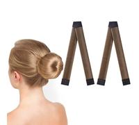 URAQT Chignon Magique, 2 Pièces Chignon Bun Maker Set, Accessoires de Coiffure, French Twist Bun Maker pour Filles Femmes(Brun foncé)