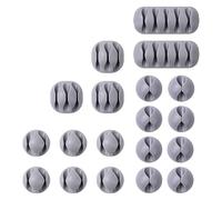 URAQT Clips Câble Organisateur Bureau, Cable Clips Support de Câble, Attache-Câble Rangement Cordon de Bureau pour Câbles de Chargeur, Souris, Écouteur, Téléphone (Gris, 20pcs)