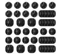 URAQT Clips Câble Organisateur Bureau, Cable Clips Support de Câble, Attache-Câble Rangement Cordon de Bureau pour Câbles de Chargeur, Souris, Écouteur, Téléphone (Noir, 30pcs)