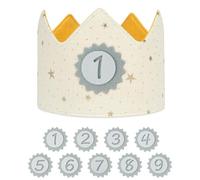 URAQT Couronne Anniversaire Bébé, Chapeau Enfant, Garçons Filles en Tissu, Décorations De Fête, Costume pour Baby Shower De 1 A 9 Ans, Blanc(B)