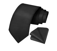 URAQT Cravate pour Hommes Faite à La Main, 8CM Étroit Cravate Homme, Hommes Cravates Solide Couleur, Cravate et Pochette Homme, Pour Mariage, Affaires Formelle, Cadeau de Fête Des Pères, Noir