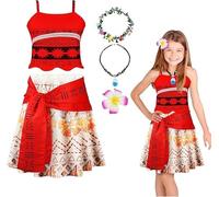 URAQT Déguisement Fille Robe de Princesse Enfants,Deguisement Robe Princesse avec Accessoire Collier pour Enfant Fille,Anniversaire Fete Carnaval Costume Vetement Ete,150 CM