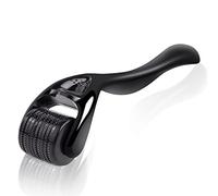 URAQT Derma Roller, 1.5 mm Dermaroller Visage, Roller Micro Aiguille pour Stimule Repousse Cheveux/Pousse Barbe, Réduit la Perte de Cheveux,Visage Soin de la Peau, Anti-rides, Anti-âge (Noir)