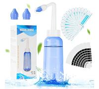 URAQT Douche Nasale, 1 x Flacon Lavage de Nez (300ml), 20 Sachets Sel Nasal, 10 pièce de thermomètre, Kit Sinus Rinse, Irrigation Nasale, Neti Pot, Nettoyant pour le nez et irrigation des sinus