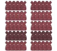 URAQT Feuilles Abrasives, 50PCS Grain 40/60/80/120/240 Feuille de Ponçage queue d'aronde, Livré avec 2 embouts remplaçables, pour Ponceuse de détail 140 mm, pour ponçage et polissage