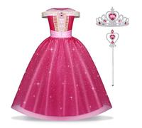 URAQT Filles Aurore Robe de Princesse, Costume Princesse Robe,Déguisement de La Belle au Bois Dormant pour Anniversaire Fête Halloween Noël Partie Carnaval Cosplay Robe de Soirée, 110CM