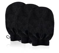 URAQT Gant Exfoliant Kessa, 3 Pcs Gant De Crin, Gant Kessa Pour Hammam, Gants de Gommage pour Hommes et Femmes, Gommage naturel Et Efficace, Élimine Les Peaux Mortes Efficacement,Noir