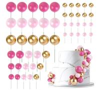 URAQT Gâteau Balle Décoration, 50 Pièces Decoration Gateau Anniversaire, pour gâteau d'anniversaire, mariage, pâtisserie Mariage Fête Célébration, B-2