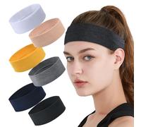 URAQT Headbands Élastique, Lot de 6 Bandeau Cheveux Femme, Bandeaux de Yoga, Bandeaux de Course Accessoires de Cheveux D'entraînement Sportif, Couleur Unie