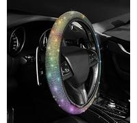 URAQT Housse de Volant Bling, Femme Couverture de Volant Diamant Universel pour Véhicule/Voiture/Auto/SUV, Couvre Volant de Voiture en Cristal Diamant pour la Plupart des Voitures (36-38cm, Colorée)