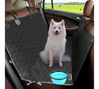 URAQT Housse Protection Voiture Chien Protection Siege, 142x130 cm Anti-Rayures Housse Protection de Siège d'arrière, avec Ceinture de Sécurité et Bol pour Animaux de Compagnie, pour Voitures et VUS